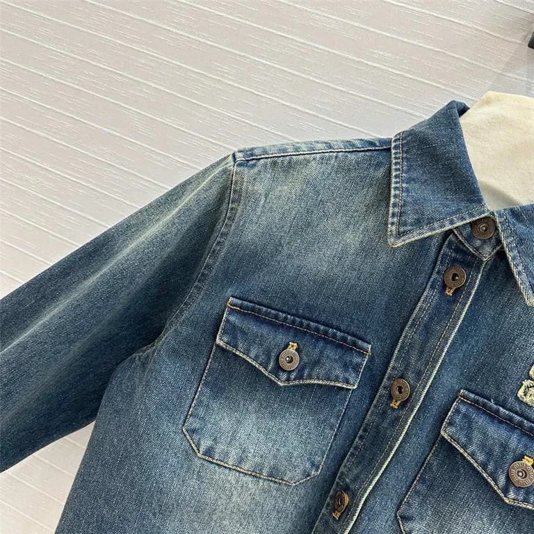 Miumiu color-block washed denim shirt